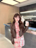AAISUP美拉德棕色PU皮衣外套女2025年春秋高級感氣質(zhì)百搭短款開(kāi)衫夾克潮 棕色 S 曬單實(shí)拍圖