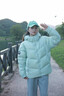 駱駝火山PRO鵝絨服迪麗熱巴同款短款羽絨服男鵝絨加厚保暖連帽面包服 江南綠 男女同款 L 曬單實(shí)拍圖