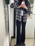 黑色微辣喇叭褲小個(gè)子牛仔褲女2025新款高腰女士微喇褲加絨褲子女 黑色 加絨 XL 曬單實(shí)拍圖