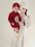 G.DUCKKIDS嬰兒衣服春秋連體衣滿(mǎn)月百日爬服男寶寶中國風(fēng)周歲禮服 大紅色爬服（送襪子） 80cm 吊牌80 曬單實(shí)拍圖
