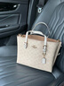 蔻馳（COACH）女包mollie小號托特包女士單肩斜挎包手提購物袋 CV965 奶茶拼白 IMXDM 曬單實(shí)拍圖