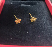 中國黃金（CHINA GOLD）小桃花黃金耳釘女款花朵足金耳飾品針新年節生日禮物送女友老婆 【今/次日達】桃花耳釘 約0.5g 曬單實(shí)拍圖