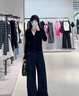 魯雅爾美式深藍色寬松闊腿牛仔褲女春秋季新款高腰顯瘦慵懶休閑直筒褲子 深藍色 L 曬單實(shí)拍圖