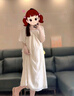 孕婦裝夏裝大碼上衣夏季時(shí)尚過(guò)膝泡泡袖減齡刺繡夏天孕婦連衣裙女 米白色 L（建議120-138斤） 曬單實(shí)拍圖