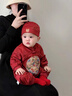 WVD國際品牌新中式喜慶連體衣爬服夏季男童滿(mǎn)月宴周歲宴禮服哈衣爬服大紅哈衣 大紅哈衣66 CM 曬單實(shí)拍圖