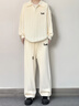 LEEREDPOI假兩件衛衣長(cháng)褲套裝男女2025春秋新品POLO領(lǐng)休閑一套情侶大碼衣服 杏色套裝 XL （建議135-155斤） 曬單實(shí)拍圖