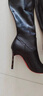 離境天高跟長(cháng)靴過(guò)膝細跟12cm新款12cm高跟過(guò)膝長(cháng)靴大碼靴子404344454647 黑色皮面(升級版薄) 38 曬單實(shí)拍圖