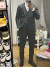 皮爾卡丹（pierre cardin）新郎西服套裝男士商務(wù)職業(yè)正裝結婚禮服痞帥休閑修身大碼西裝男 深灰四件套(西服+西褲+馬甲+襯衫) 4XL 曬單實(shí)拍圖