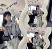 妃奧絨假兩件條紋拼接針織長(cháng)袖襯衫女休閑百搭學(xué)院風(fēng)秋冬疊穿毛衣上衣潮 灰色 L 110-125斤 曬單實(shí)拍圖
