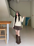 卓詩尼厚底長筒靴女夏薄透氣2025新款秋美拉德西部牛仔靴旅游休閑長靴子 咖啡色【單里四季款4.5cm厚底】 37 曬單實拍圖