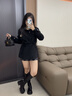 卓詩(shī)尼厚底長(cháng)筒靴女2025秋冬季新款英倫風(fēng)不過(guò)膝騎士靴增高長(cháng)靴女靴子 黑色-單里 37 曬單實(shí)拍圖