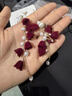 歐陽(yáng)先生秋冬紅色絲絨玫瑰耳環(huán)女法式復古超仙流蘇耳釘耳飾無(wú)耳洞耳夾耳墜 2763耳釘 曬單實(shí)拍圖