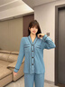 FENTENGC輕奢品牌睡衣女士高襠純棉家居服春秋款秋季長(cháng)袖薄款全棉禮盒裝 霧霾藍 L 【建議100-120斤】 曬單實(shí)拍圖