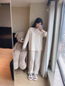 莫代爾自帶胸墊一體純棉睡衣女春秋季新款時(shí)尚外穿大碼家居服套裝可外穿 【自帶胸墊】V領(lǐng)白黑條版 XL 曬單實(shí)拍圖
