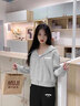 真維斯（JEANSWEST）休閑衛(wèi)衣闊腿褲女兩件套運動套裝女秋季2025新款小個子搭配一整套 衛(wèi)衣 麻灰 咪白_K+長褲 黑色 咪白_K 2XL 曬單實拍圖