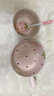 草莓陶瓷碗勺家用高顏值米飯碗少女心甜品碗釉下彩餐具套裝 【3件套】淺粉草莓手柄碗+碗+勺 曬單實(shí)拍圖