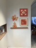 福字客廳裝飾畫(huà)新中式紅色喜慶沙發(fā)背景墻掛畫(huà)高檔寓意好組合壁畫(huà) 招財進(jìn)寶 正方形:40*40cm/精雕:95*35cm 正方形掛畫(huà)：黑色框 油畫(huà)布畫(huà)面+UV精雕+仿真楓葉 曬單實(shí)拍圖