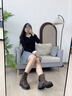 卓詩尼美拉德短靴女2025年秋季新款棕色增高馬丁靴子女單靴褲管靴堆堆靴 棕色 【5cm單里款】 37 曬單實拍圖