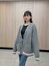 Calvin KleinJeans25秋新款女士休閑復古學(xué)院風(fēng)ck提花紐扣V領(lǐng)針織開(kāi)衫4RD389G P7E-英雄灰  S 曬單實(shí)拍圖