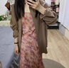 鷺青一原創(chuàng  )【如棠】法式復古吊帶連衣裙女夏季外穿浪漫印花設計雪紡裙 粉紫色吊帶裙 現貨 S 拍照穿 曬單實(shí)拍圖