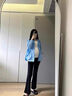 優(yōu)美珍（YOUMEIZHEN）日本孕婦褲子春秋款外穿空氣層微喇闊腿褲女2025新款加長(cháng)托腹長(cháng)褲 黑色-春秋款【建議身高160CM以下】 L【建議體重120斤-140斤】 曬單實(shí)拍圖