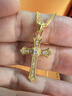 老鋪黃金古法手工足金項鏈·十字架（1號）鉆飾吊墜（金鏈款） 中號金重約13.6g 曬單實(shí)拍圖