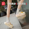 名創(chuàng)優(yōu)品（MINISO）洞洞鞋男女夏季外穿涼鞋防滑厚底踩屎感包頭涼拖鞋 卡其+海洋星星 曬單實拍圖