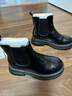達芙妮黑色馬丁靴女秋冬季加絨短靴子2025新爆款百搭厚底內增高皮鞋 曬單實(shí)拍圖