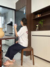 小匠材凳子實(shí)木家用餐凳可疊放軟包高腳凳客廳化妝凳胡桃色-棕色 曬單實(shí)拍圖