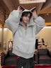 莫小刀美式鉚釘杜賓犬耳朵連帽衛衣男女秋冬季新款復古情侶開(kāi)衫外套衣服 淺灰色 XL 【建議120-140斤】 曬單實(shí)拍圖