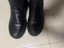 愛(ài)步（ECCO）*厚底切爾西靴女 倪妮同款一腳蹬女靴中筒牛皮靴 蹤跡220753 HL 黑色22075301001 38 曬單實(shí)拍圖