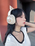 ROBERILLINE柏林之聲頭戴式耳機無(wú)線(xiàn)藍牙女電腦電競游戲貓耳朵降噪高顏值耳麥 米白色-藍牙版【內置高清麥克風(fēng)】 曬單實(shí)拍圖