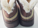 大嘴猴（paul frank）棉拖鞋女士外穿保暖休閑輕便加厚絨毛毛平跟厚底棉鞋男冬 明茶褐 36-37 曬單實(shí)拍圖