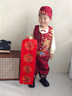 班喜迪男童漢服套裝秋裝新款嬰兒國風(fēng)唐裝寶寶周歲禮服兒童中式衣服春秋 紅色 90 cm 曬單實(shí)拍圖