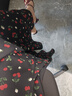 香影黑色櫻桃碎花半身裙女2025夏裝新款高腰法式赫本風(fēng)雪紡魚(yú)尾裙 黑色 S 155/60A/85-95斤 曬單實(shí)拍圖