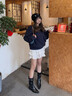 妙侶歐美西部復古牛仔靴中筒靴內增高尖頭馬丁靴女短靴英倫風(fēng)長(cháng)筒靴子 黑色 中筒 現貨 單層 36 (230mm) 曬單實(shí)拍圖