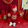 G.DUCKKIDS寶寶百天秋款紅色衣服嬰兒喜慶百日宴爬服嬰幼兒周歲生日抓周禮服 龍年周歲服 80cm (建議18-22斤) 曬單實(shí)拍圖