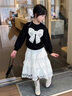 moonkids女童裙子韓版洋氣蛋糕裙2025春秋款兒童套裝裙時(shí)髦女寶連衣裙秋裝 4953黑色蝴蝶結(jié)衛(wèi)衣 140 cm 曬單實(shí)拍圖