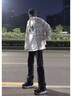 真維斯（JEANSWEST）高街微喇褲子男生2025秋季新款潮牌彎刀男褲修身直筒黑色牛仔褲男 黑色 L 曬單實(shí)拍圖
