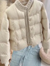 FSHE小香風(fēng)棉服女針織拼接短款加厚保暖2025新款時(shí)尚百搭棉襖女 米白色 S 建議95-115斤 曬單實(shí)拍圖