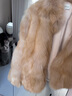 MSBEAST野獸小姐 saga皇冠狐貍毛 莼工暈染立領(lǐng)廓形皮草外套女丨朦朧妙想 暈染月光棕 M 曬單實拍圖