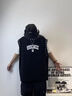 UUCSCC嘻哈潮牌寬松坎肩無袖運動背心美式復(fù)古oversize基礎(chǔ)T恤男 黑色 M  110-130斤 曬單實拍圖