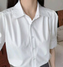 何佳功法式襯衫女裝氣質(zhì)短袖白夏裝設計感小個(gè)子職業(yè)裝通勤面試襯衣女 白色 L 【建議105-115斤】 曬單實(shí)拍圖
