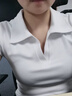 啄木鳥(niǎo)短袖t恤女2025夏季polo翻領(lǐng)上衣短款收腰修身休閑設計感 白色 L 曬單實(shí)拍圖