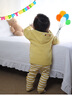 幼歌（YOUGE）嬰幼兒秋季新款撞色條紋柔軟休閑褲寶寶彈力元?dú)獯虻籽?黃色條紋 80 cm 曬單實(shí)拍圖
