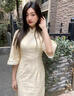 鉑吶苓旗袍女新中式2025秋季新款高級感改良裙開叉訂婚敬酒禮服連衣裙 民國風旗袍【杏色】 L 曬單實拍圖