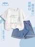 班尼路（Baleno）女童套裝2026夏款女孩休閑時(shí)尚短袖t恤中大童洋氣時(shí)髦牛仔短褲夏 曬單實(shí)拍圖