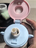 富光保溫杯大容量?jī)和?16L學(xué)生指紋杯寶寶女一蓋雙飲吸管杯子 550ml粉色【指紋解鎖+斜挎杯套】 曬單實(shí)拍圖