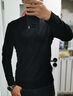 皮爾卡丹（pierre cardin）半高領(lǐng)長袖打底衫男士緊身百搭純色彈力韓版修身中領(lǐng)潮流t恤針織 黑色 XL (130-145斤) 曬單實拍圖