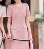 香影法式小香風連衣裙女2025夏季新款名媛風木耳邊v領泡泡袖裙子 米色 S 曬單實拍圖